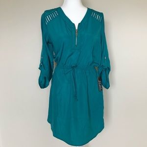 Teal Flowy 3/4 Sleeve Dress NWT, Size Large